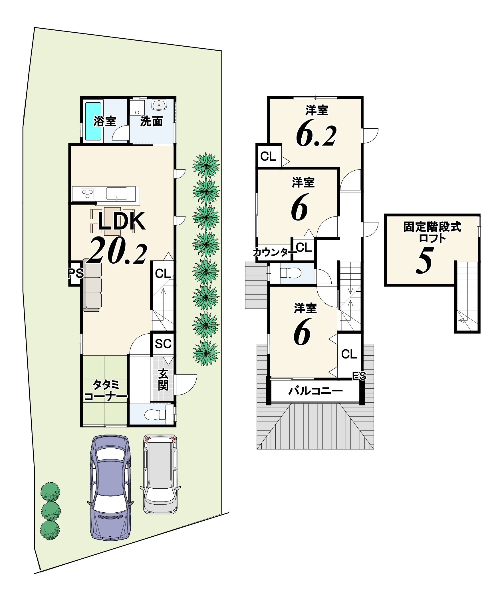 ぽかぽか南東向き🌞土地広々４２坪＆間口7.7ｍ！