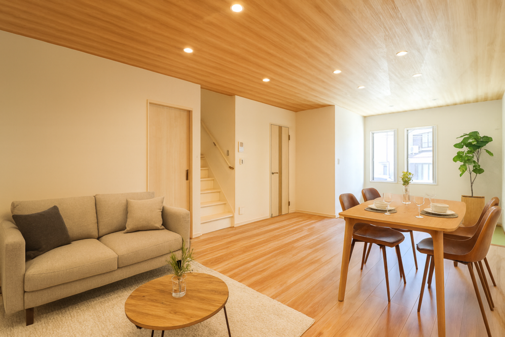 木目天井で温かみを感じられるお家