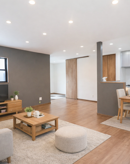 シックな畳がリビングに備わっているお家