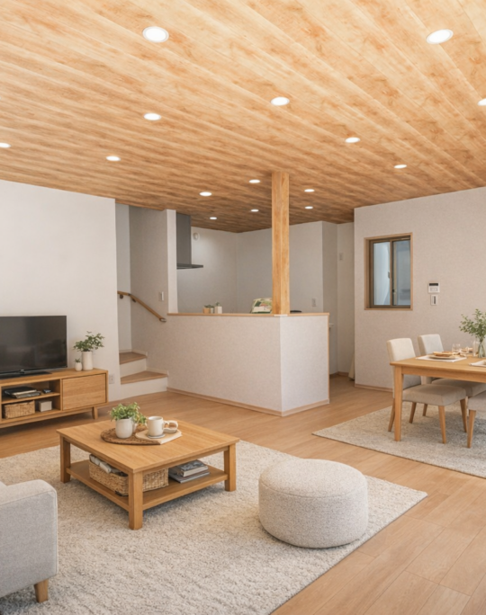 木目を中心とした明るくなるお家