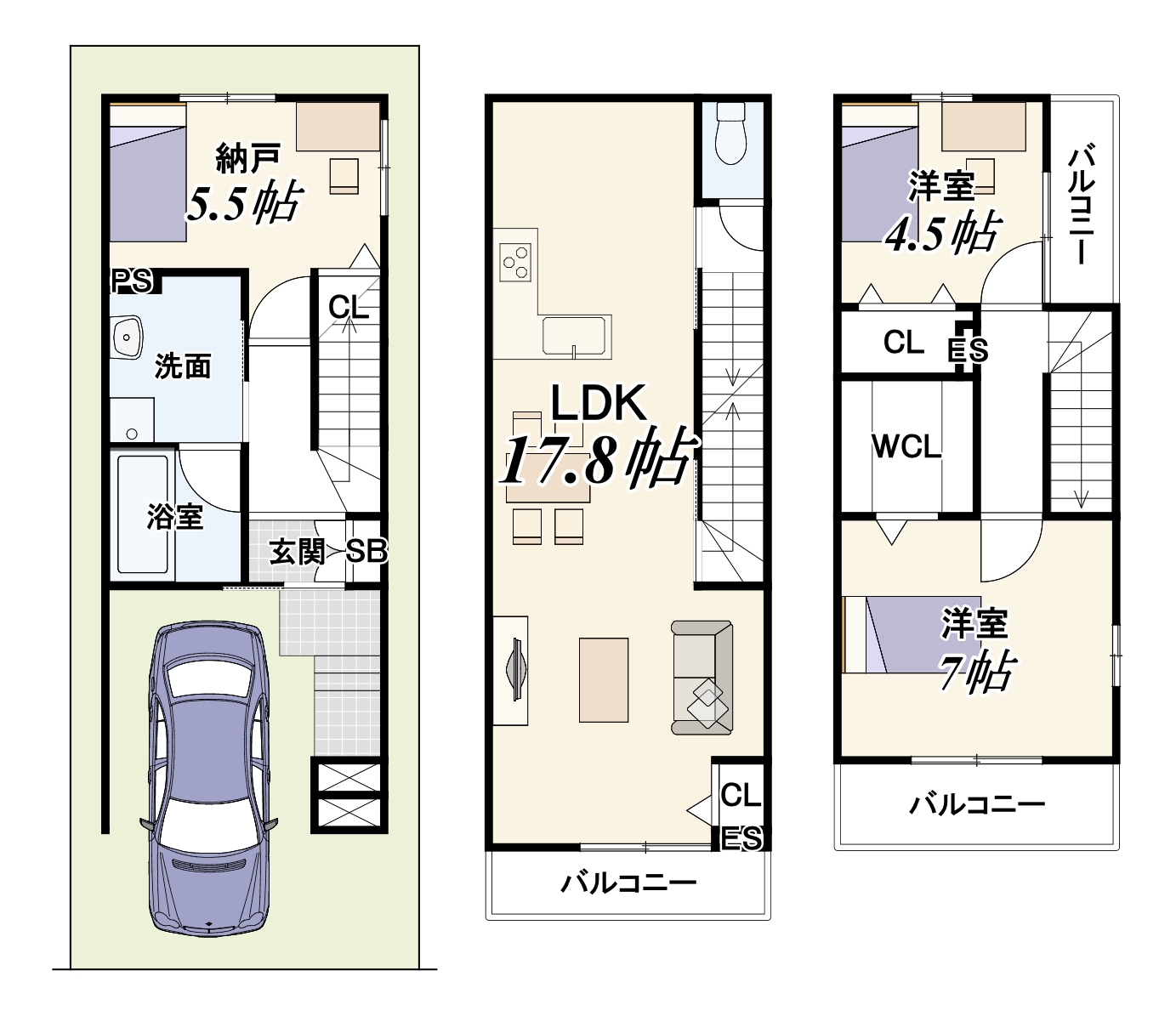 「ドリームタウン高槻市淀の原町」阪急「上枚」駅徒歩13分！２階リビングでプライバシー確保できるお家！